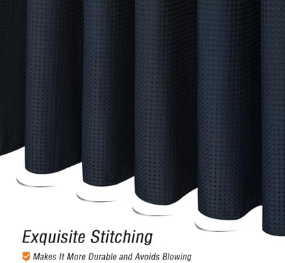 Gibelle 230GSM Heavy Duty Fabric Navy Blue Shower Curtain, 72 X 72