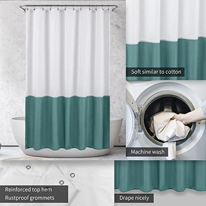 ALYVIA SPRING Waterproof Fabric Shower Curtain or Liner White/Teal, 72x72