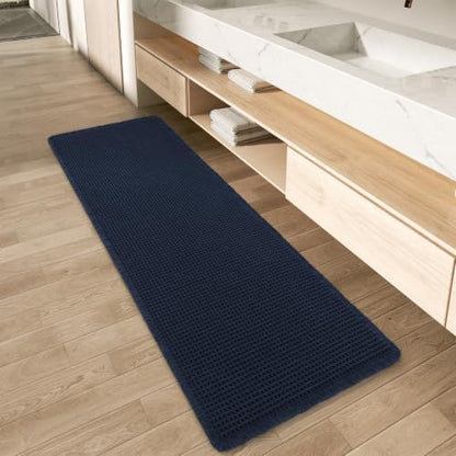 Upgraded Waffle Bath Mat Runner Absorbent Non Slip Bathroom Mat, 2' x 6'