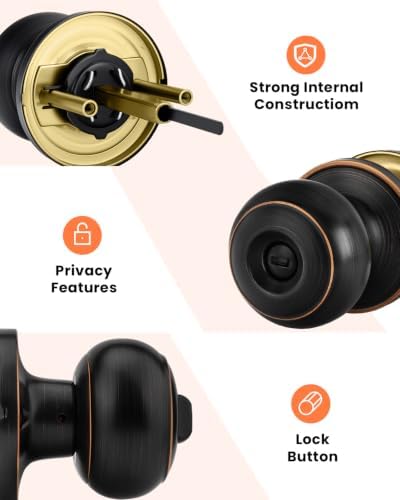 Haidms 6 Pack Oil Rubbed Bronze Door Knobs Interior, Bronze Privacy Interior Door Knobs for Bedroom or Bathroom Classic Round Doorknobs Hardware