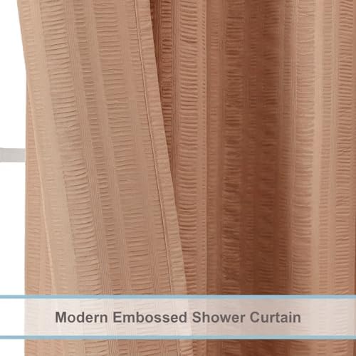 Aiyufeng Moga Extra Long Coral Shower Curtain 96 Inch Long, Embossed Texture Fabric Bathroom Shower Curtain, Large Hotel Bath Curtain with 12 Holes, 72Wx96H, Coral