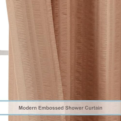 Aiyufeng Moga Extra Long Coral Shower Curtain 96 Inch Long, Embossed Texture Fabric Bathroom Shower Curtain, Large Hotel Bath Curtain with 12 Holes, 72Wx96H, Coral