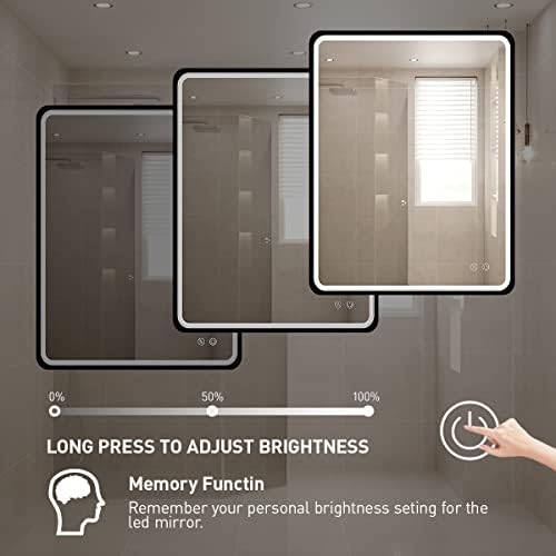 30X36 Inch LED Lighted Bathroom Mirror,Black Frame,3 Color