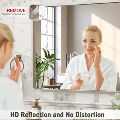 40x36 Inch Brushed Nickel Bathroom Mirror, Brushed Silver Metal Framed Wall Mirror, Rounded Corner Rectangle Modern Vanity Mirror, Tempered Glass, Anti-Rust, Shatterproof (Horizontal/Vertical)