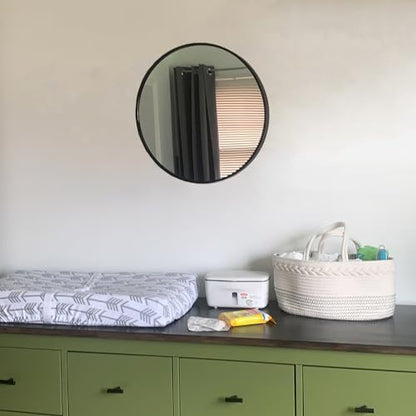 Oruii Small Round Mirror, 18 inch Circle Mirror, Matte Black Metal Frame