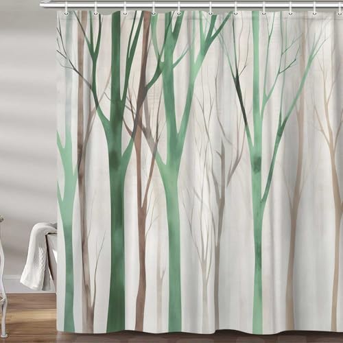 Birch Forest Abstract Shower Curtain Farmhouse Bathroom Decor 47X64 Inch