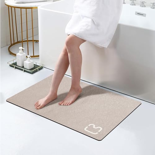 Diatomaceous Earth Bath Mat Stone Bath Mats for Bathroom,17"x27.5",Taupe