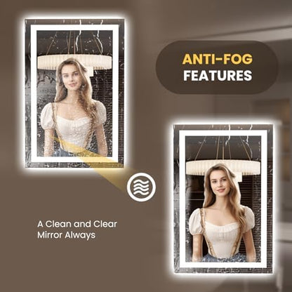 LOAAO 23.6"x35.4" LED Bathroom Mirror with Lights, UL Listed