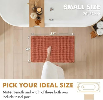 MIULEE Fall Orange Set of 2 Waffle Bathroom Rugs Boho Bath Mat 20x32 Inch