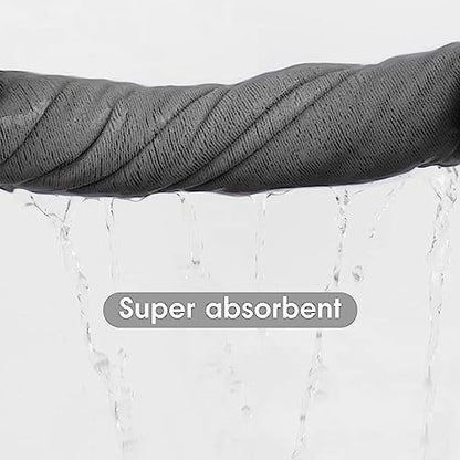 JML Microfiber Bath Towel Set with Hanging Loop, Grey, 30" x 60", 6 Pack