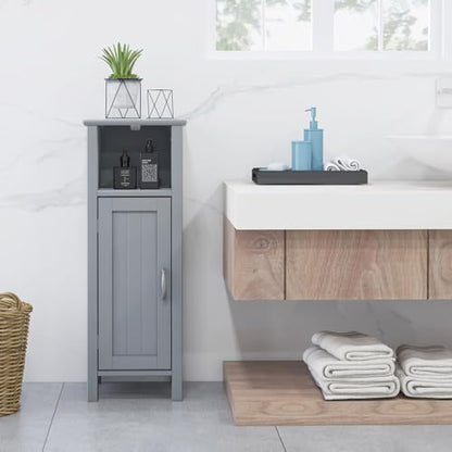Giantex Narrow Bathroom Storage Cabinet with Open Compartment (Grey)