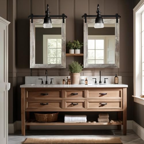 COGOOD Farmhouse Bathroom Mirrors for Over Sink - 30 x 22 Yellow White