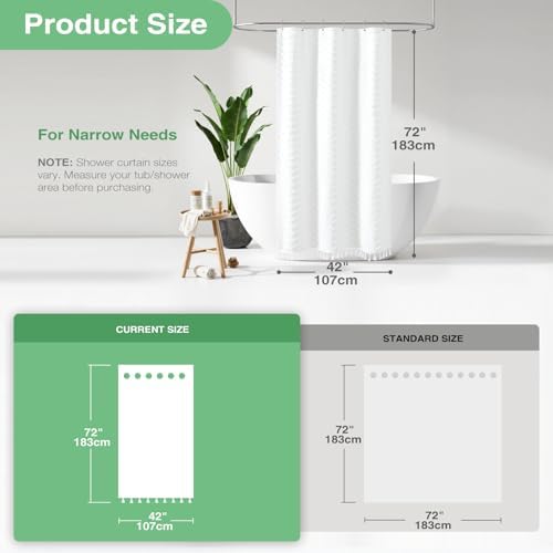 Dynamene Stall Boho Farmhouse Shower Curtain Tufted Chevron 42"x72" White