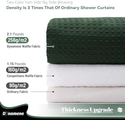Dynamene Stall Waffle Shower Curtain 256 GSM Heavy Fabric 54x78 Dark Green