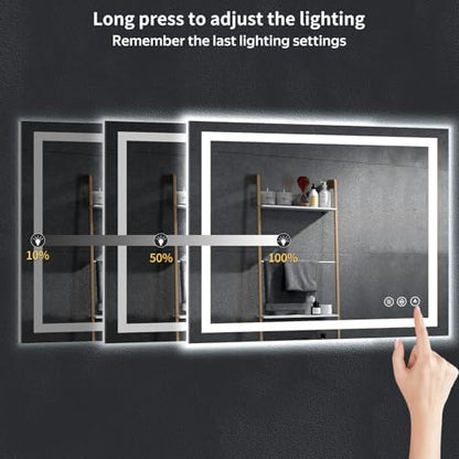 40"x30" LED Bathroom Mirror with Lights, Backlit+Frontlit, Anti-Fog