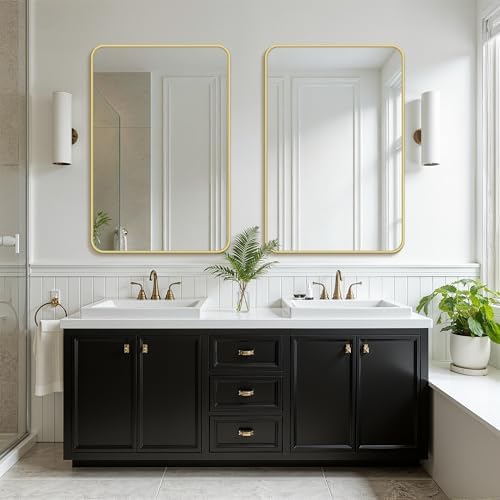 FICTOR Bathroom Mirror for Over Sink, 2 Pack 36"x24" Vanity Mirror, Gold