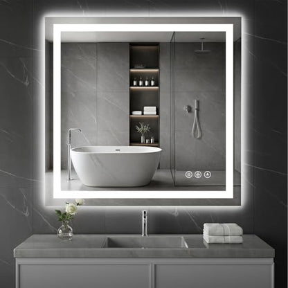 Koonmi 40x36 LED Bathroom Mirror, Shatterproof Mirror with Light