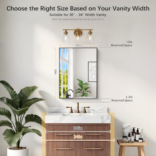 DESBING Black Bathroom Mirror for Wall, 2 Pack 18x24 Inch Rectangle Mirrors with Metal Frame, Modern Vanity Wall Mirror Decor for Entryway Hangs, Bathroom Living Room Horizontal or Vertical