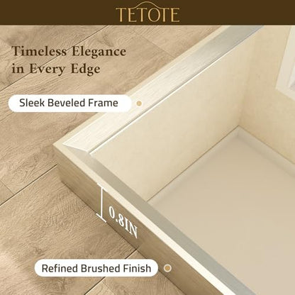 TETOTE Brushed Nickel Bathroom Vanity Mirror 48" x 36" Beveled Framed Bathroom Wall Mirror for Over Sink Brushed Nickel, Tempered Glass, Modern Farmhouse Bedroom, Entryway, Living Room