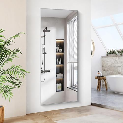 COFENY 36x72inch Bathroom Mirror, Silver Rectangle Mirror with Thin Metal Frame, Large Rectangular Wall Mirrors for Bathroom, Living Roomm, Hair Salon, Big Farmehouse Mirror Hang Horizontal/Vertical