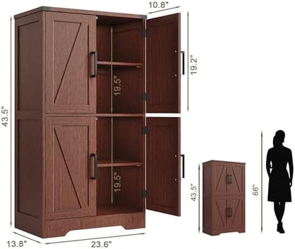 Treocho Farmhouse Bathroom Floor Cabinet with Adjustable Shelves