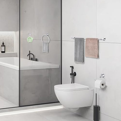 Brushed Nickel Bathroom Hardware Set Wall Mounted Brushed Nickel Accessories Set 4 Pieces Bathroom Hardware Set, 23.6 inch Towel Bar | Towel Hook | Toilet Paper Holder | Hand Towel Holder