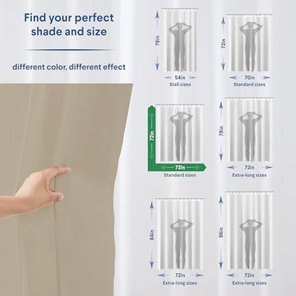 Clorox Shower Curtain Liner, Premium Colored Medium-Weight Durable Waterproof 6g PEVA for Bathroom with Weighted Magnets, Standard Size 72" x 72", Tan