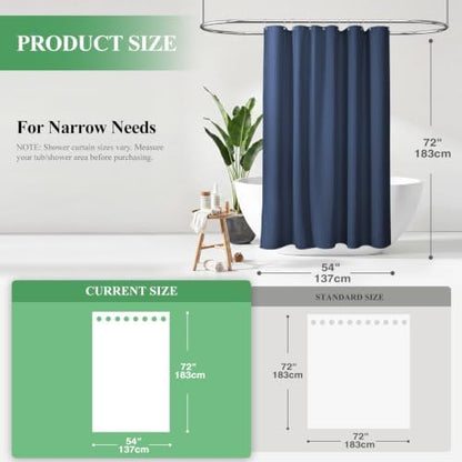 Dynamene Stall Waffle Shower Curtain 256 GSM Heavy Fabric 54x72 Navy Blue
