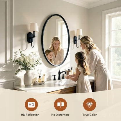 USHOWER Black Oval Bathroom Mirror 20x28 Inch
