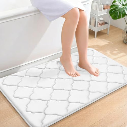 OLANLY Memory Foam Bath Mat Rug 36x24, Ultra Soft Bathroom Rugs, White