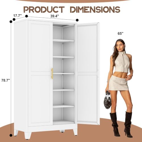 78.7" Tall Metal Pantry Cabinet, Freestanding Kitchen Storage Cabinet