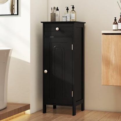GIANTEX 34.5" Bathroom Cabinet with Drawer & Single Door (Black)