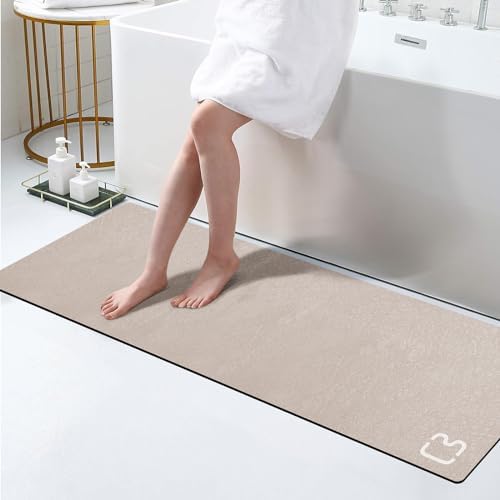 RUERYA Taupe Long Bathroom Rugs Large Stone Bath Mats for Bathroom,16"x47"