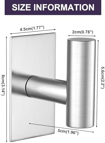VAEHOLD Wall Towel Hooks, Heavy Duty Sticky Holder Waterproof Towel Hooks for Hanging Coat, Clothes, Closet Hook Wall Mount for Kitchen (Silver, 6 Pack)