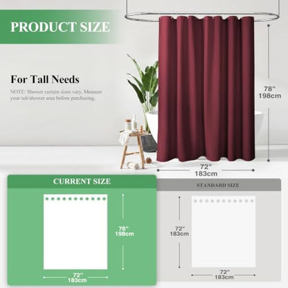 Dynamene Long Waffle Shower Curtain 256 GSM Heavy Fabric 72x78 Burgundy