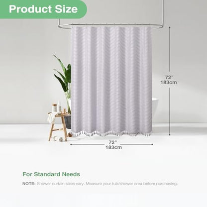 Dynamene Boho Farmhouse Shower Curtain Tufted Chevron 72"x72" Laverder