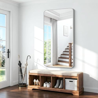 BONEWEI Silver Bathroom Mirror,66x36 inch Wall Mirror for Bathroom Wall Mounted,Rectangle Mirror for Bathroom Over Sink,Modern Frame Round Corner for Living Room,Bedroom Entryway,Horizontal/Vertical