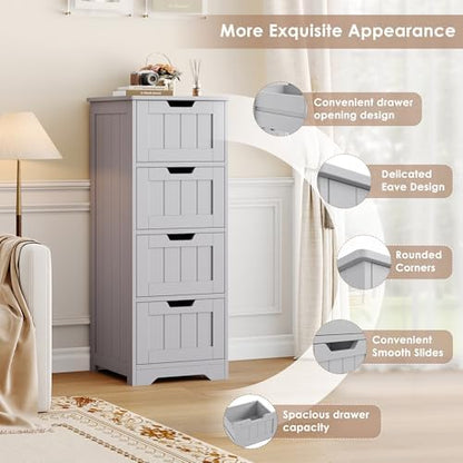 FOTOSOK Bathroom Storage Cabinet with 4 Drawers, Small Bathroom Cabinet