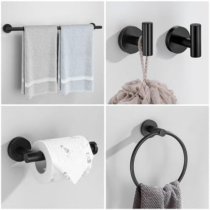Matte Black Towel Bar Set 10 Pieces Bathroom Hardware Accessories Set Towel Rack Set for Bathroom SUS304 Stainless Steel Toilet Paper Holder Wall Mounted, 23.6 Inch