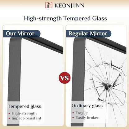 Keonjinn 72 x 36 Inch Black Bathroom Mirror for Over Sink, Tempered Glass