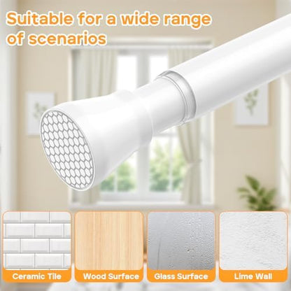 2PCS White Tension Rods for Windows 28 to 48 Inch,No Slip Tension Curtain Rod Adjustable Curtain Rods Spring Curtains Rod No Drill Spring Loaded Curtains Rods for Closet, Window, Doorway