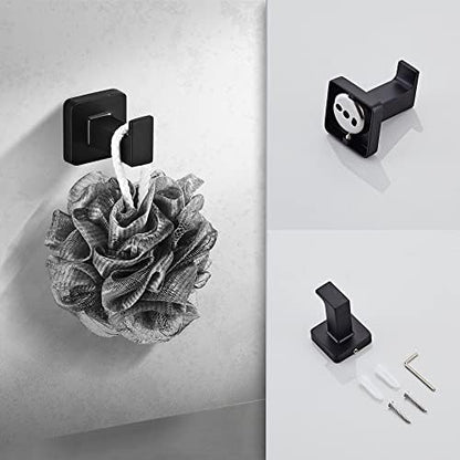 Matte Black Bathroom Hardware Set 8 Pieces,Towel Bar Set Stainless Steel Wall Mounted, Includes 16In Hand Towel Bar, Towel Ring, Robe Towel Hooks,Toilet Paper Holder, Bathroom Towel Rack Set…