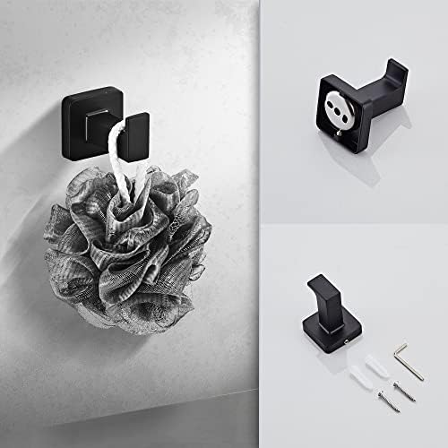 Matte Black Bathroom Hardware Set 8 Pieces,Towel Bar Set Stainless Steel Wall Mounted, Includes 23.6In Hand Towel Bar, Towel Ring, Robe Towel Hooks,Toilet Paper Holder, Bathroom Towel Rack Set