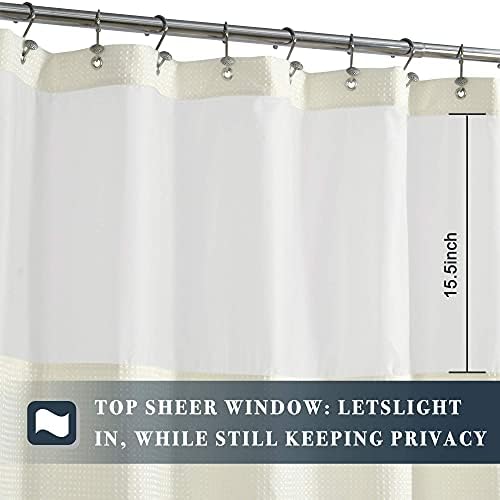 N&Y HOME Waffle Weave Shower Curtain with Snap-in Liner Set Cream, 71x72
