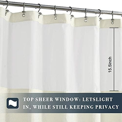N&Y HOME Waffle Weave Shower Curtain with Snap-in Liner Set Cream, 71x72