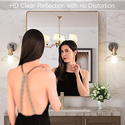 LOAAO 30"X36" Gold Bathroom Mirror