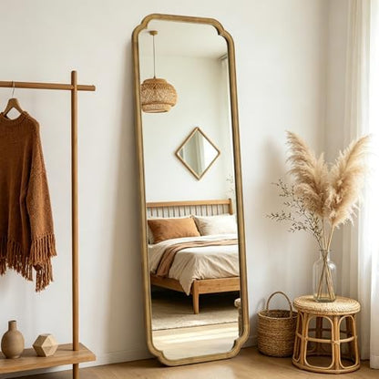 WallBeyond Full Length Mirror Wall Mounted 71"x24", Rustic Wooden Frame Floor Mirror, Large Full Body Mirror for Bedroom, Leaning or Hanging Against Wall (Natural Solid Wood)