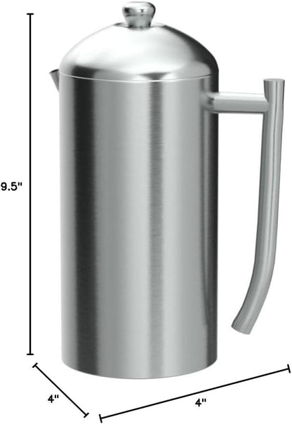 Frieling Double-Walled Stainless Steel French Press Coffee Maker - Brushed 36 oz (1 Liter) Insulated Coffee Press