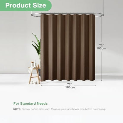 Dynamene Waffle Shower Curtain 256 GSM Heavy Duty Fabric 72"x72" Brown