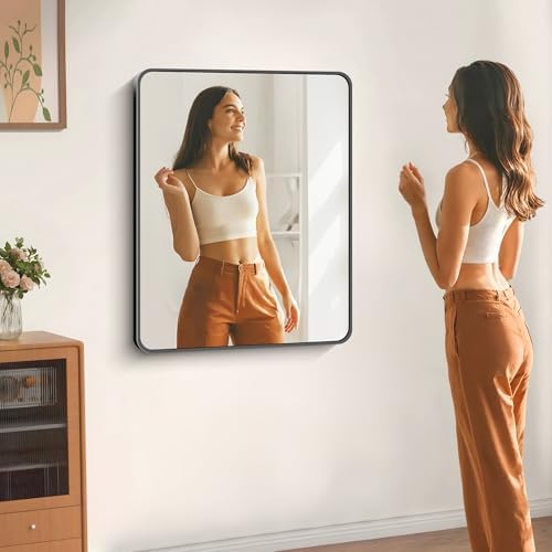 DESBING 30" x 36"Bathroom Mirror, Matte Black Wall Mirror with Metal Frame, Decorative Rectangular Vanity Mirror for Bedroom Bathroom Living Room Entryway (Horizontal/Vertical)